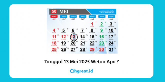 Tanggal 13 Mei 2025 Weton Apa