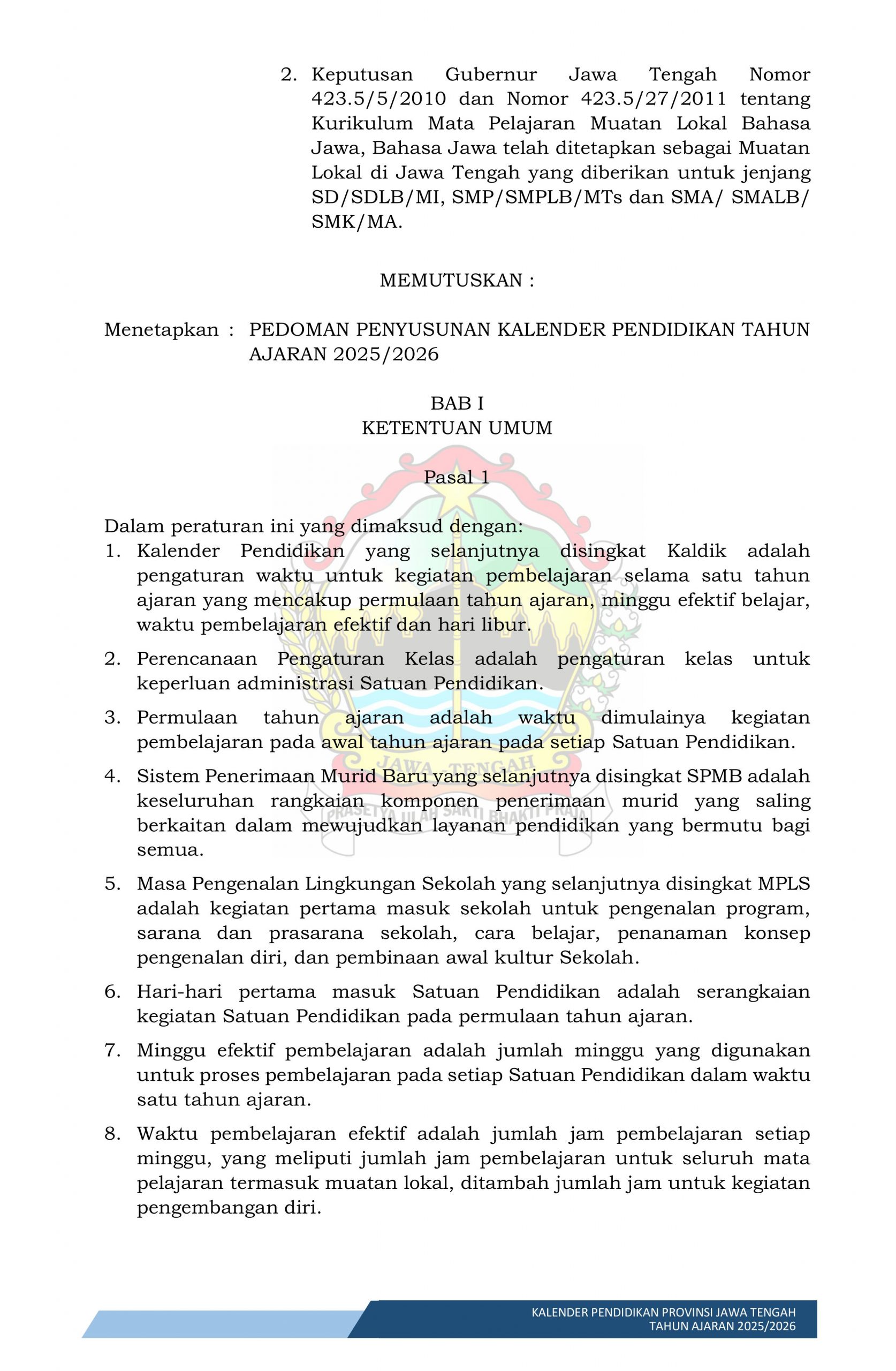 Pedoman Kalender Pendidikan Tahun Ajaran 2025/2026 Pedoman Kalender Pendidikan Tahun Ajaran 2025/2026