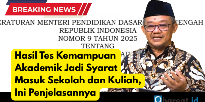 Hasil TKA Jadi Syarat Masuk Sekolah dan Kuliah Mulai 2025